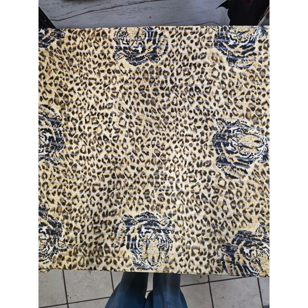 Vintage Flori Roberts Tiger Leopard Animal Print Oversized Scarf Wrap